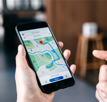 Smartphone Displaying Google Maps At Charleston West Virginia